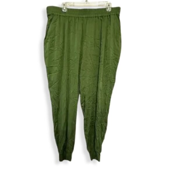 11 Honore Woven Joggers Drapey Fit Elastic Waistband Back Pocket Green W 4X NWOT - Picture 2 of 9